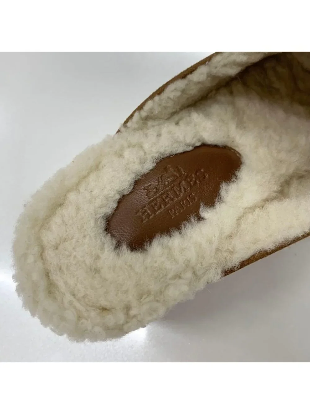 Hermes Suede H Fleece Sandals Brown